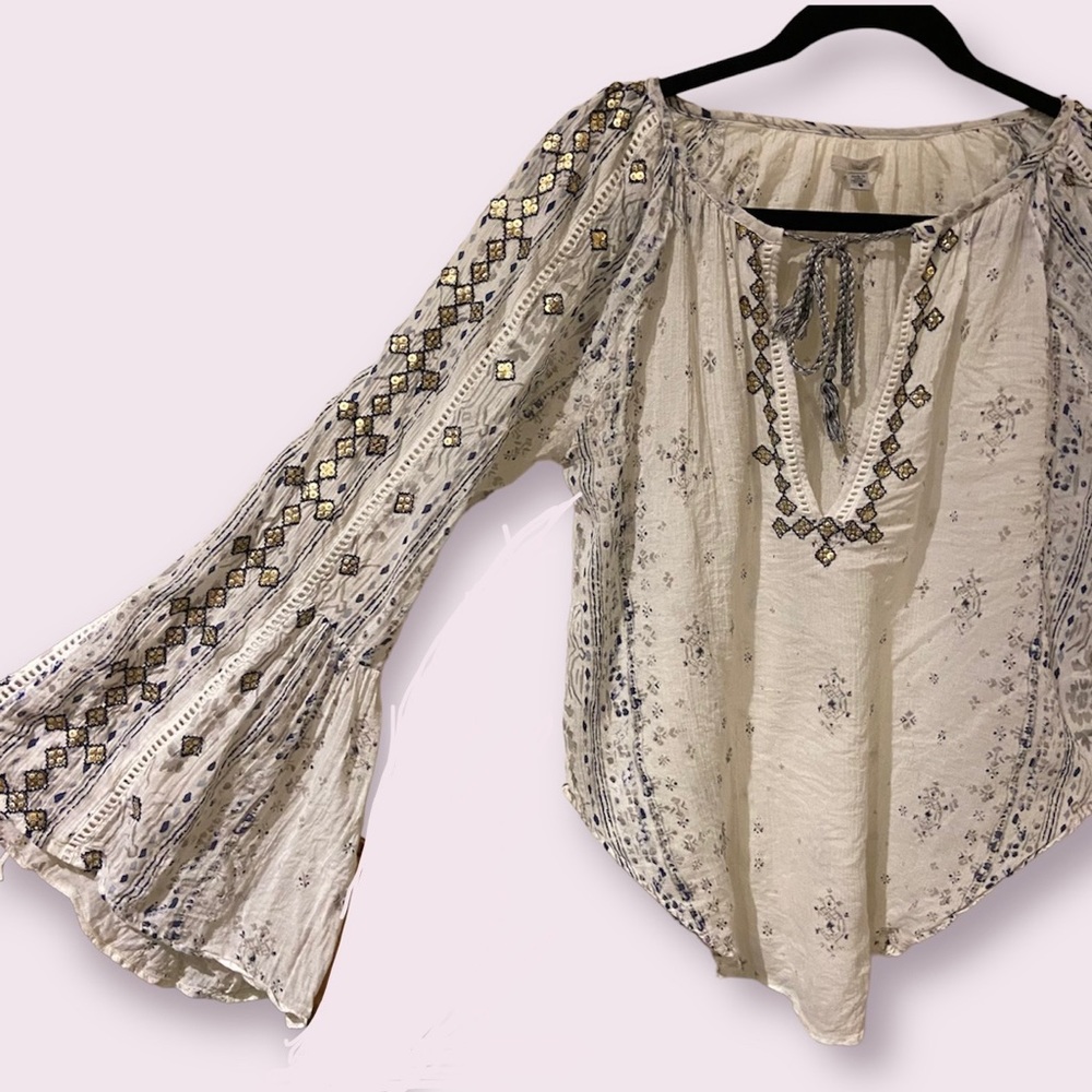 EUC Urban Outfitters Ecote Bell Long Sleeve Embellished Blouse Size M/8 - Picture 6 of 8